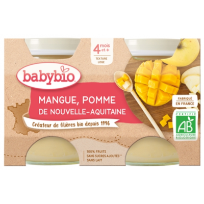 BABYBIO PETIT POT DE POMME ET MANGUE 2x130 G BIO