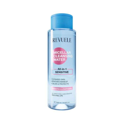 REVUELE EAU MICELLAIRE NETTOYANTE TOUT EN UN POUR PEAU SENSIBLE PREBIOTIQUES 400ML