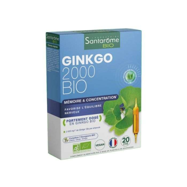 SANTAROME GINKGO 2000 BIO 20 AMPOULES 10ML