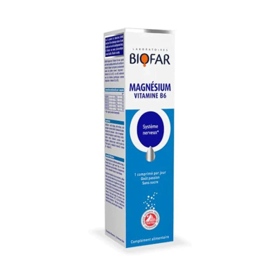 Biofar Magnésium B6 + B2 20 comprimés effervescents | PUREA Maroc
