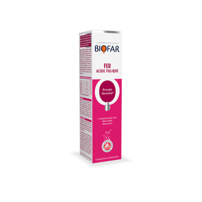 Biofar Fer Acide Folique 20 comprimés effervescents | PUREA Maroc
